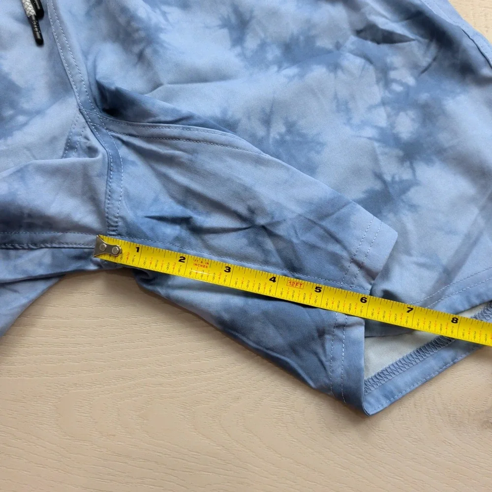NEW BYLT Premium Basics Active Short Mens Medium Blue Tie Dye Sky Cloud Print